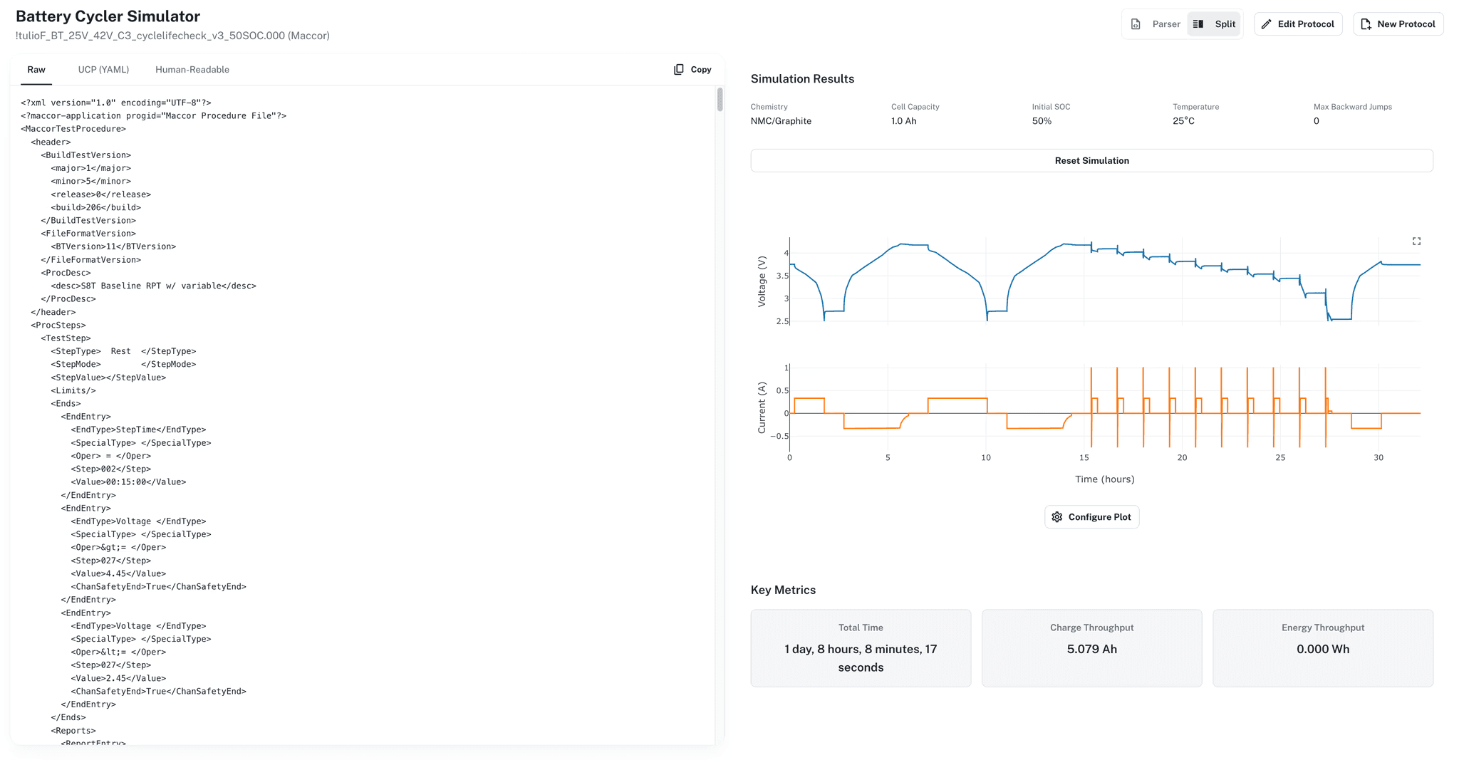 Ionworks Studio screenshot: Predict step